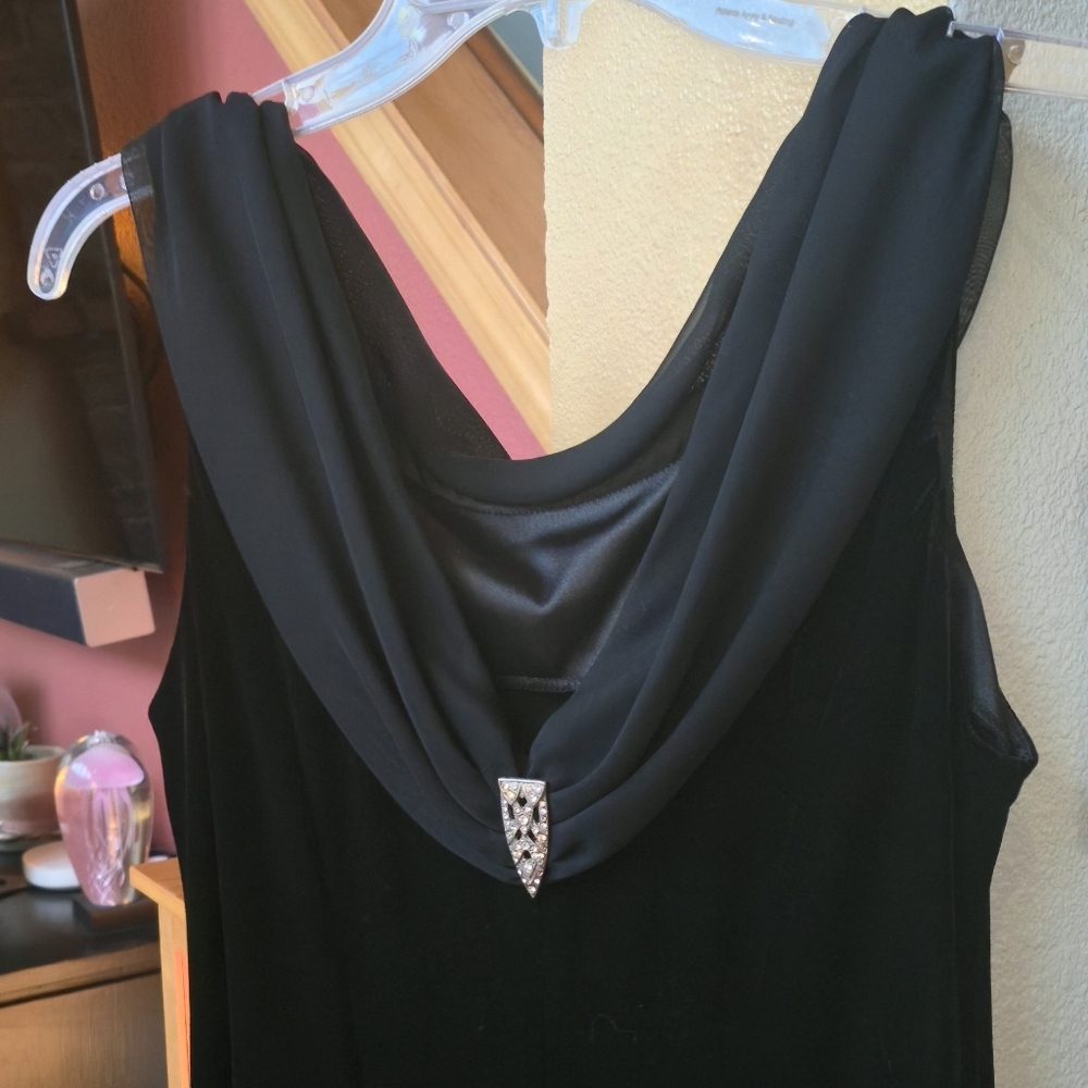 Vintage Robbie Bee Black Velvet Chiffon Elegant Maxi Size 10